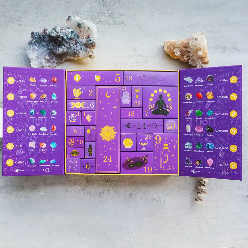 Purple Christmas Countdown Natural Crystal Gift Box