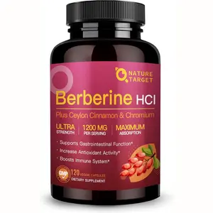 NATURE TARGET Berberine HCl 1200mg, Berberine Supplement with Ceylon Cinnamon, Chromium - Supports Immune, Gastrointestinal & Digestive Health, Non-GMO, 120 Capsules