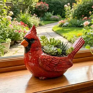 Bohemian Cardinal Bird Planter, Resin Material, Indoor Outdoor Use, Succulent Flower Pot, Desktop Garden Decor, High Aesthetic Gift Container, Succulent Planters
