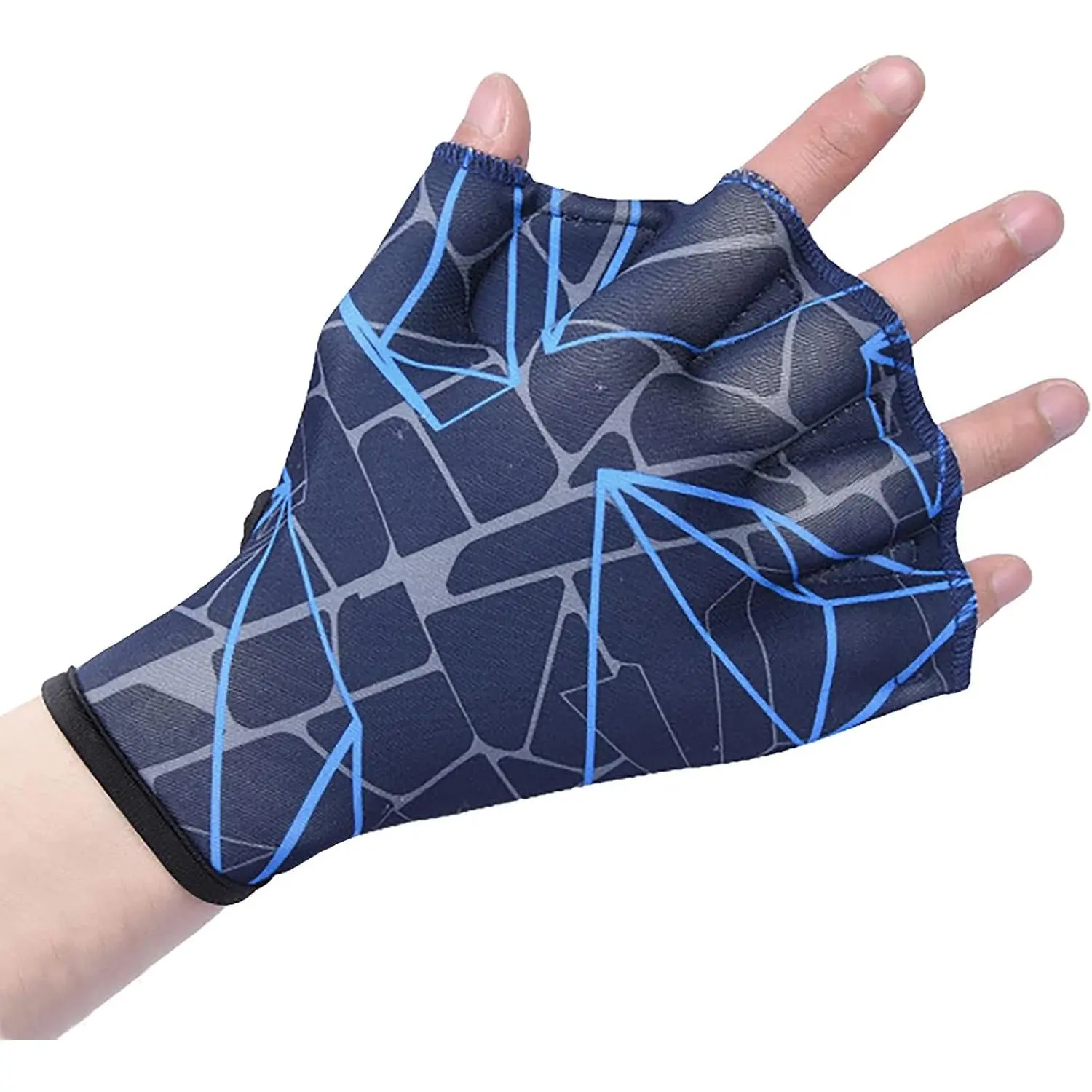 Webbed Fingers Swimming Gloves - Aquatic Training Equipment, Water Resistance Hand Flippers with Adjustable Wrist for Men, Women, Children (Home & Party Gift Supplies)