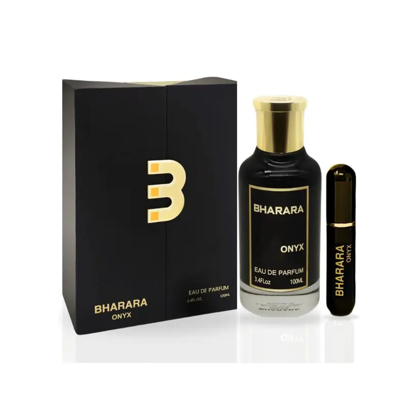 Bharara Onyx Perfume for Men, 3.4 fl oz Eau De Parfum - Elegant and Bold Spicy Woody Fragrance, Liquid Spray with Bergamot, Lemon Top Notes, Lavender Rose Core, Vanilla, Amber, Long-Lasting Warmth