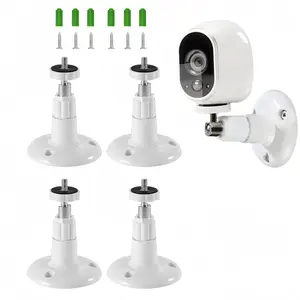 White Security Camera Mount Bracket 4 Pack, 360° Adjustable Wall & Ceiling Mount Holder, Durable Plastic, Indoor Outdoor Use for Surveillance Camera (Camera Not Included)