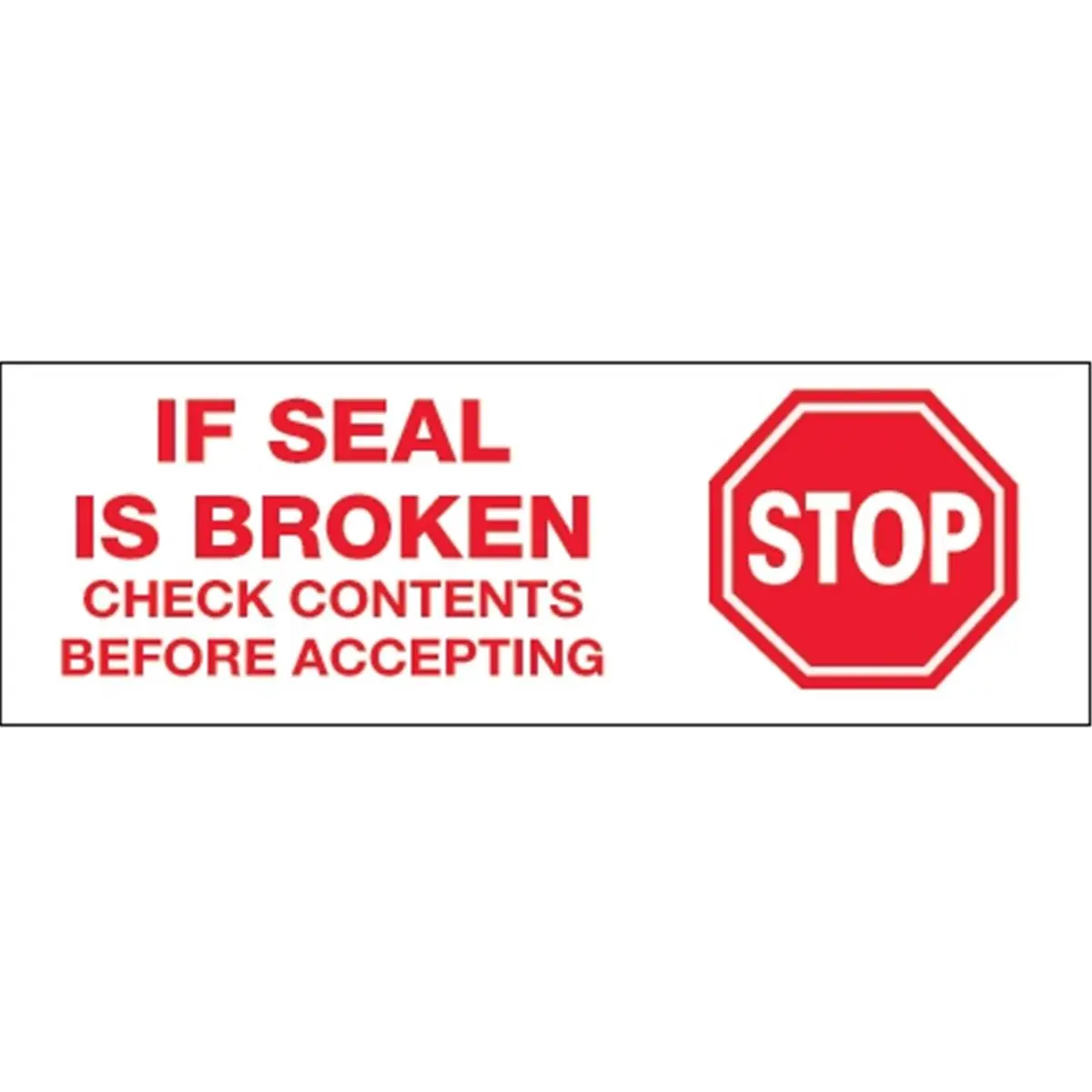 Tape Logic Adhesive Carton Sealing Tape - 2 in x 55 yds, Red & White, Pre-Printed with "Stop If Seal is Broken", Pack of 6 (Skateboarding & Outdoor Equipment Sealing Solution)