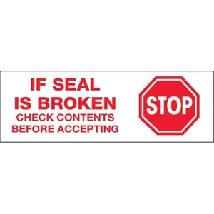 Tape Logic  2 in. x 55 yards - Stop If Seal is Broken Pre-Printed Carton Sealing Tape, Red & White - Pack of 6