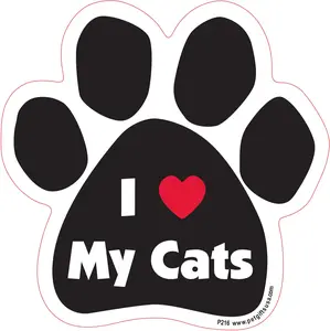 Cat Paw Shaped Magnets - Vinyl Black and White - Decor Car Truck Fridge