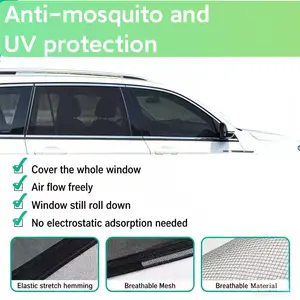 4PCS SUV Universal Car Window Sun Shade Mosquito Net,Breathable Mesh,Elastic Stretch Hemming,Anti-Mosquito & UV Protection,for Safe Driving,Travel and Camping