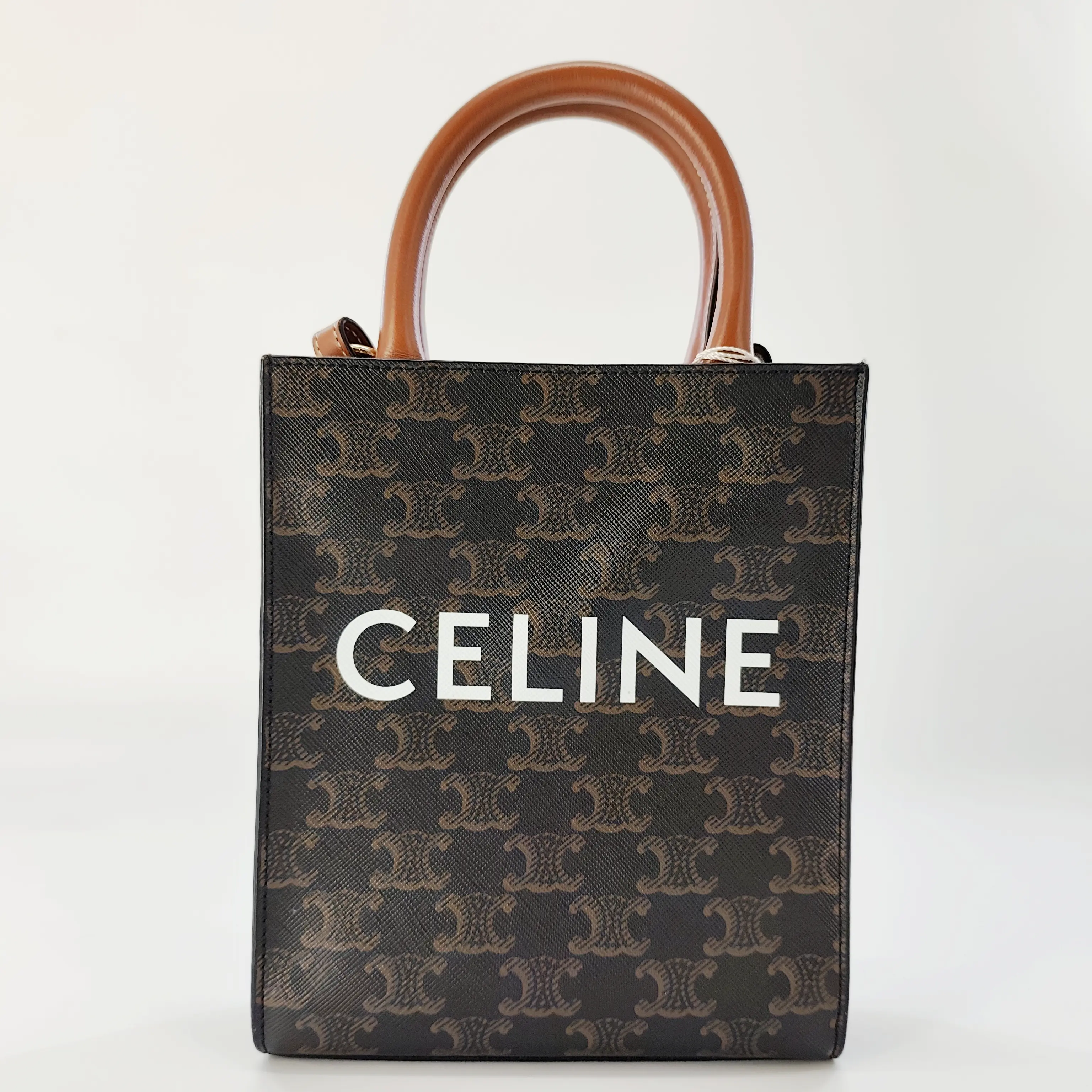 Pre-owned Celine leather Crossbody Bags 2022 Mini Triomphe Coated Canvas Vertical Cabas satchel J0093 NO2