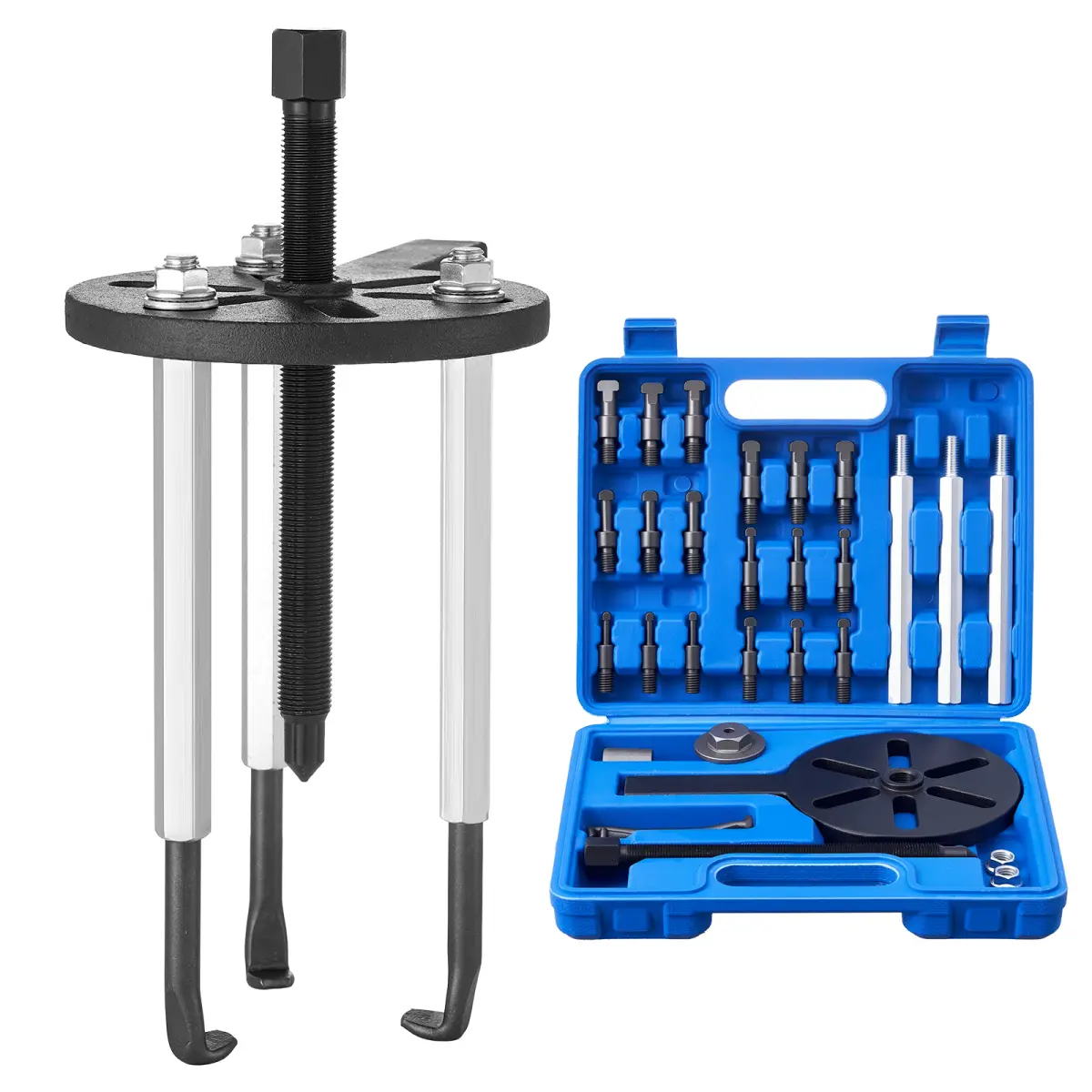 21-in-1 Heavy Duty Bearing Puller Set, 21 PCS 3-Jaw Hook Tool for Internal, External & Shaft-Less Bearings, Multifunctional Car Repair Removal Kit with Portable Storage Case