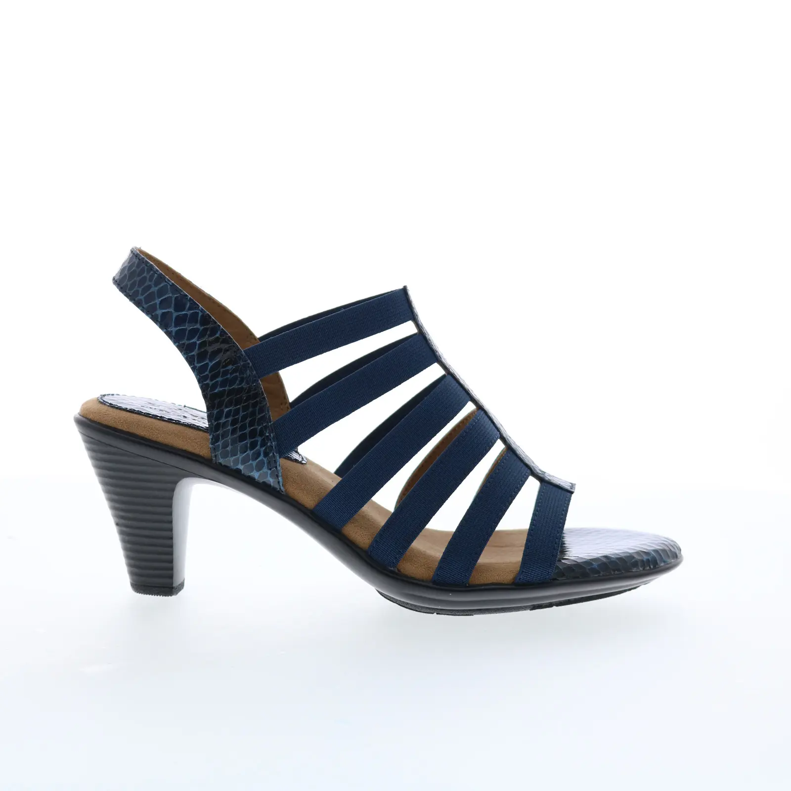 Softspots Naples 7337857 Womens Blue Nubuck Slip On Heeled Sandals Shoes