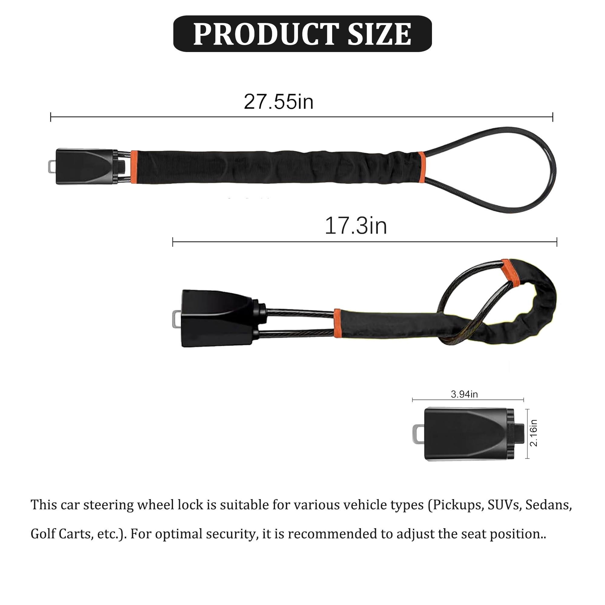 General Motors Safety Lock Visual Anti theft Device Equipped with Retractable Cable Fixed To The Seat Belt Anchor Point Providing Maximum Protection Suitable for Most Models