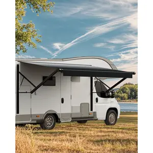fathersdaygift  VEVOR Motorized RV Awning Complete Kit, 10' Retractable Awning with Aluminum Alloy Frame, Outdoor Trailer Awning, Fit for Most RVs(Black Fade)
