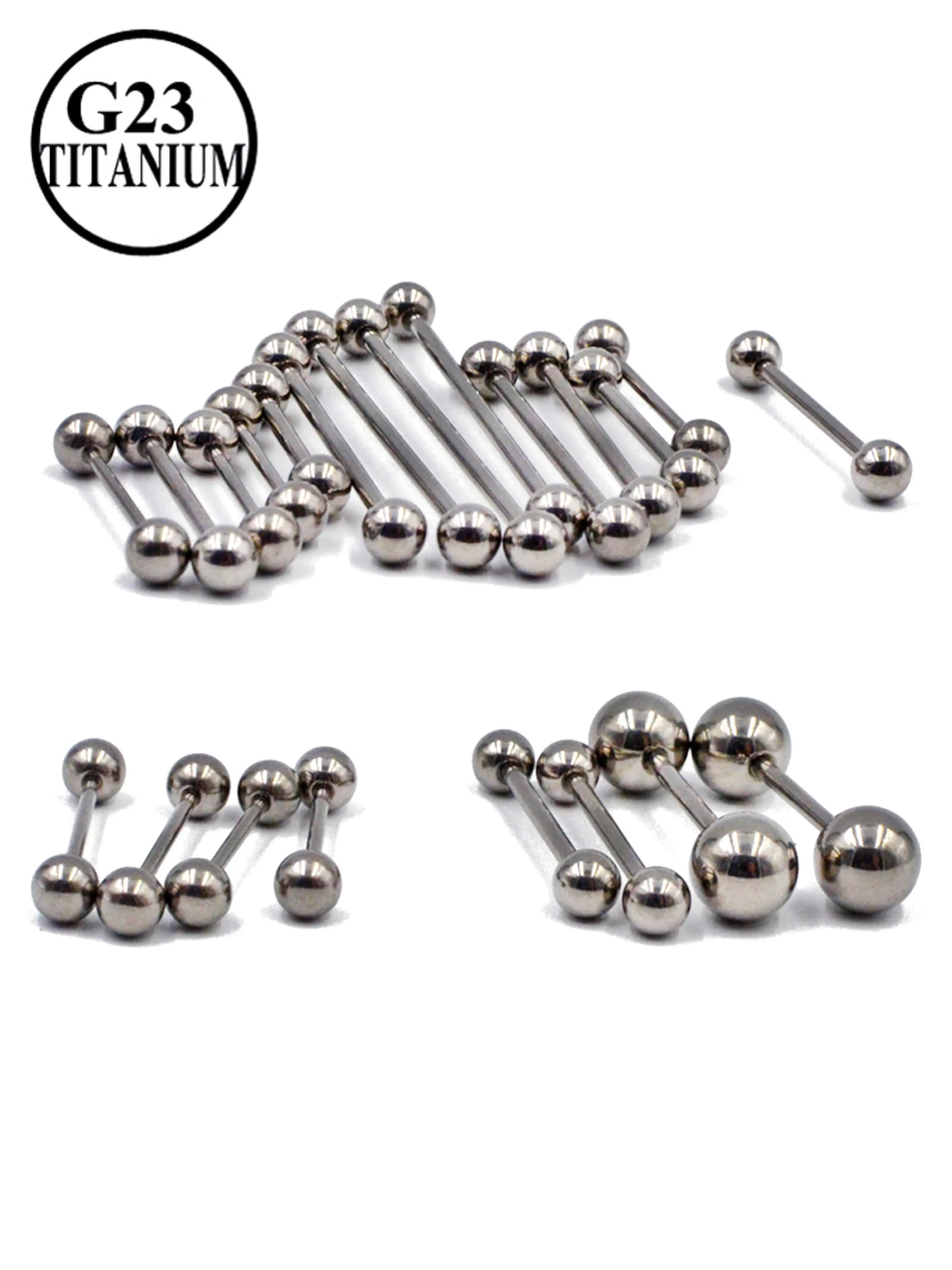2pcs G23 Solid Titanium Piercing Industrial Earrings, Punk Style, Plain Design, Ear Cartilage Helix Nipple Rings, All Seasons, Fashion Body Jewelry