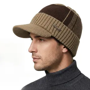 Men's Knitted Sport Beanie | Khaki with Embroidered Logo, Plush Lined Brim, Boho Style – Ideal for Daily Wear & Outdoor Sports