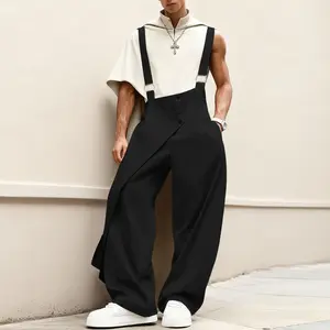 INCERUN Men's City Boy Cargo Overalls Urban Streetwear Wide Leg Jumpsuit