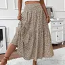 Women's Layered Cake Skirt, Flowy Tiered Skirt, Loose-Fitting Ditsy Floral Long Skirt, Elegant A-Type Design, No Pockets, All Seasons Wear