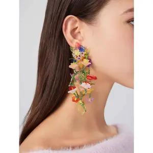 Cider Women's Multicolor Floral Beaded Drop Earrings (1-Size)