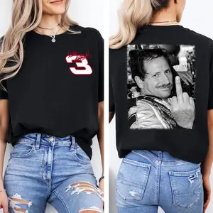 Dale Earnhardt 03 T-Shirt, Racing Middle Finger 2 Sided Shirt, Nascar Vintage Style Unisex Sweatshirt, Lovers Racing, Fashion Cotton, Full Colors, Full Sizes, For Men, For Women