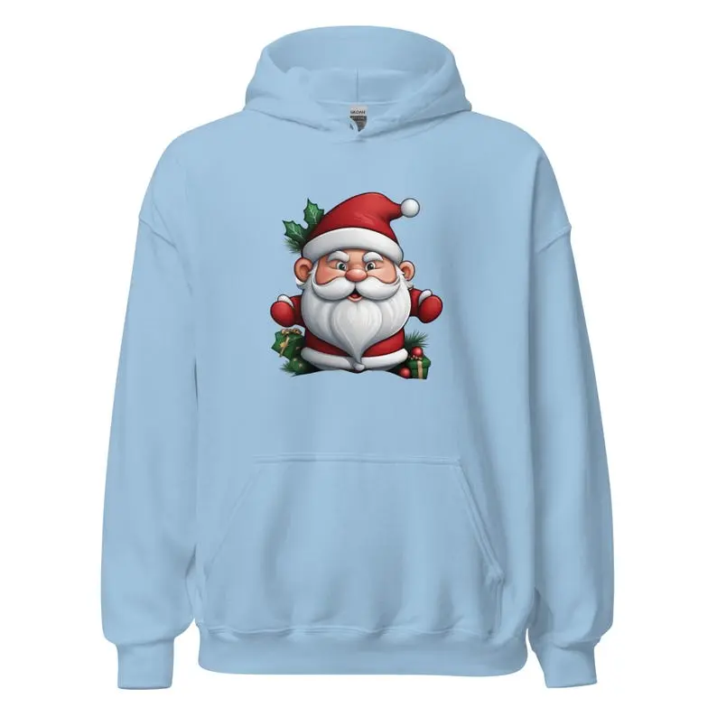 Santa Christmas Hoodie, Cozy Holiday Hoodie, Festive Santa Hoodie, Santa Lover Gift, Xmas Santa Hoodie, Winter Holiday Apparel.