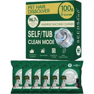 Pet Hair Dissolver For Washing Machine Cleaner, Hair Dissolving Laundry Detergent For Dog And Cat Fur, 96.7% Hair Dissolution, High Efficiency And Septic Safe, HE/Top/Front-Load Compatible, 6 Sachets
