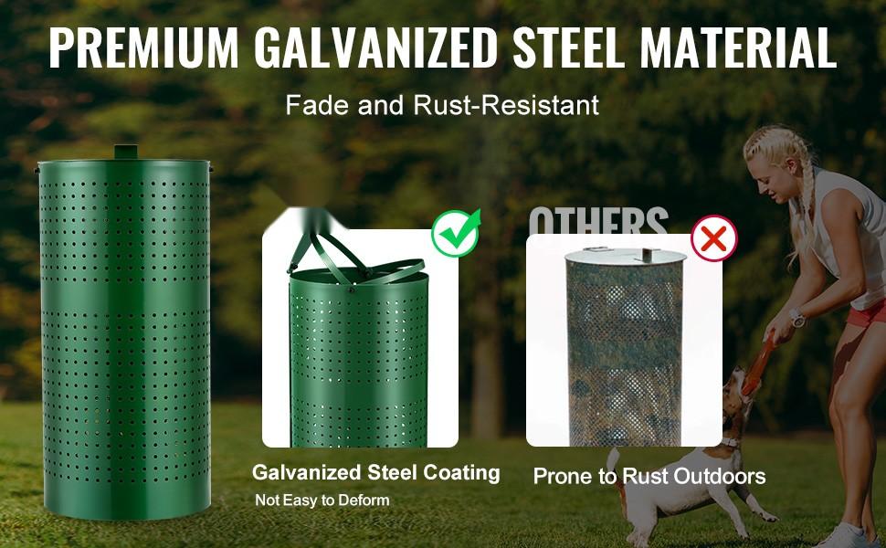 Weather-Resistant Dog Poop Trash Can, 11.5 Gallon Dog Waste Bin With Lid, Outdoor Durable Pet Waste Container For Yard And Garden, Rust-Resistant Construction, Easy-Clean Surface, Secure Lid