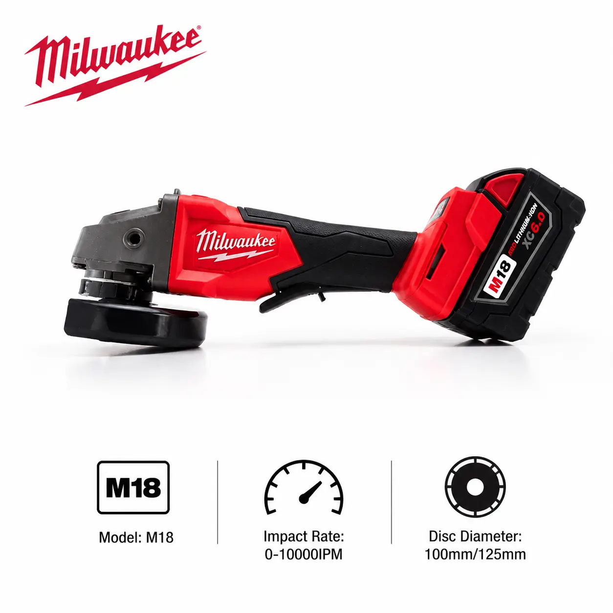 Angle Grinder 125mm Compatible with Milwaukee M18 18V Battery, Brushless Cordless Grinder, 0-9000 RPM, M14 Spindle, Paddle Switch, Available In Only Tool & Charging Kit Metal Cutting Grinding Power Tools fabrication workshopbuild