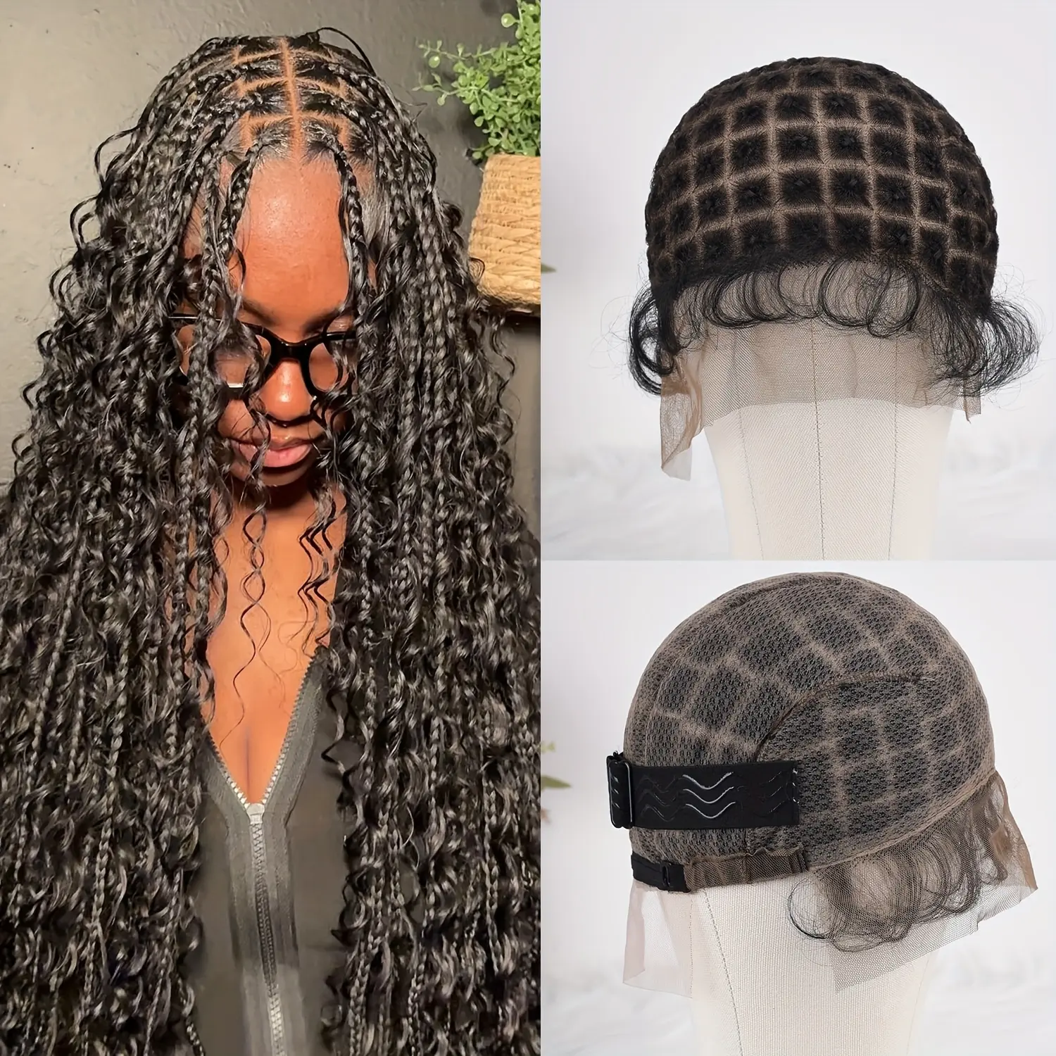 ZIHAN Braided Full Lace Cap with Baby Hair - Breathable Glueless Hair Net Liner, Double Cap Design for Wig Making & Dreadlocks Weave, Ideal for Braided Wigs & Box Braids Hairstyle,summerwins