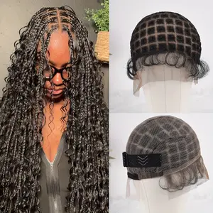 Braided Wig Caps with Baby Hair Double Full Lace Wig Cap for Making Wigs, Breathable Lace Wigs Caps, Glueless Hair Net Liner Crotchet Wig Caps Dreadlocks Weave
