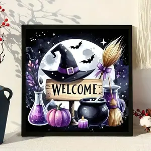 Happy Halloween Diamond Painting Kit, Diamond Art Tools, DIY 5D Round Drill Art Craft Set, Home Wall Decoration for Adults, Beginner Friendly Festival Gift