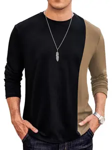 Hardaddy Men's Contrast Crew Neck Long Sleeve Tee - Khaki