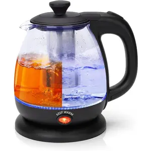 Taylor Swoden Electric Kettle with Tea Infuser  1L Small Keep Warm LED Light Hot Water Boiler &amp; Heater for Coffee Auto Shut-Off Boil Dry Protection BPA Free Black