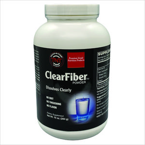 TOUGH-N-TONE ClearFiber Powder. A Soluble Dietary Fiber Using SunFiber derived from Partially hydrolyzed guar Gum (PHGG). Tasteless, odorless, dissolves Completely, and Doesn't Thicken. Supplement Fitness Healthcare Optimum Edible