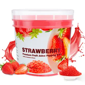 T&Tea Strawberry Popping Boba Pearls 2.76 LB,Vegan Bursting Boba Pearls for Bubble Tea, Beverages, Shakes, Desserts, Smoothies & Ice Cream Topping