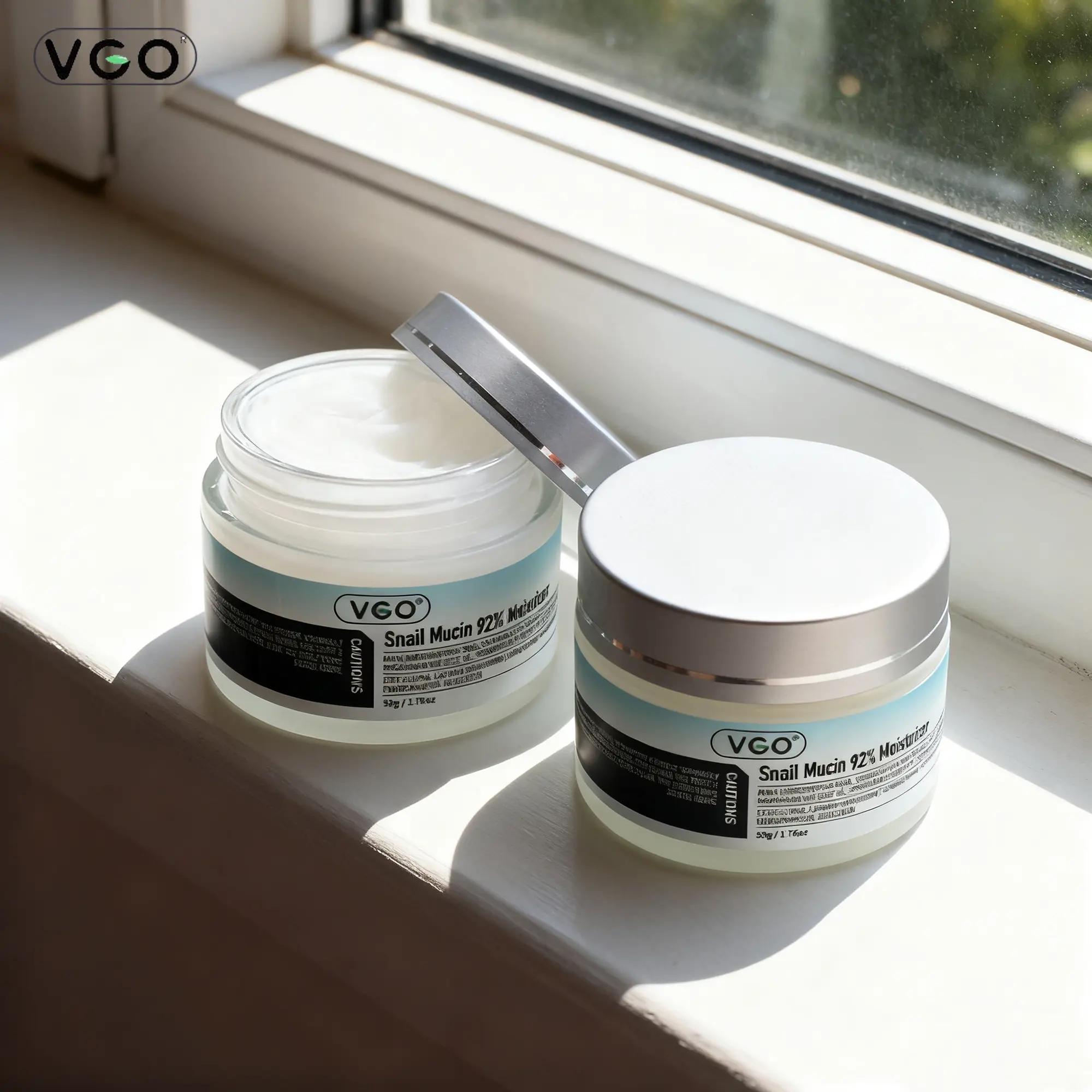 VGO Snail Mucin 92% Face Cream, Anti-Wrinkle & Brightening Repair Moisturizer with Hyaluronic Acid for Sensitive Skin, Adults - 50g, 92% Snail Mucin, All Skin Types, Damage Repair, Nourishing, Daytime, Vitamin C, Daily, Radiant, Deep Moisturizing Nourishi