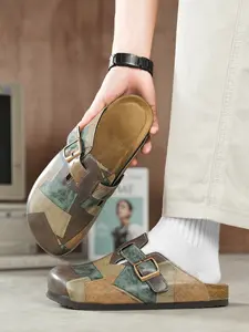 Perfect Valentine Gift Unisex Open-Toe Lightweight Sandals, Geometric Patchwork Design, Comfortable Boho Style, All-Season Wear, Casual Outdoor Shoes, Stylish Summer Footwear, Footwear