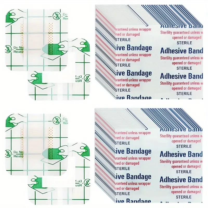 50pcs Sterile Adhesive Bandages (3.8cm) - Waterproof Bandaid, Breathable Adhesive Bandage Wrap, Latex-Free First Aid Strips for Cuts & Scrapes, Home & Outdoors Use, Knuckles Compatible