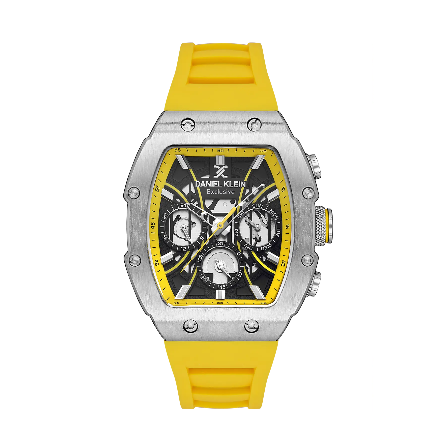 Daniel Klein Exclusive Men Black/Yellow Rubber Watch