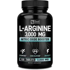 L Arginine Supplement 3000mg Nitric Oxide Booster 150 Tablets L-Arginine Complex Pills for Men and Women Support Energy Muscle Growth Extra Strength Pre Workout Endurance Stamina and Blood Circulation Support