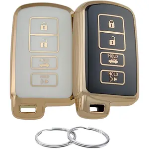 TPU Key Fob Compatible with 2012-2019 Avalon Camry Corolla Highlander RAV4 (Black/White)