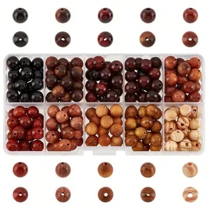 PH 200pcs 10 colors 8mm natural wood beads round shape bulk wood beads assorted natural wood beads for jewelry making crafts DIY bracelets necklaces earrings easter