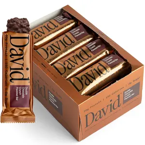 David Bronze High Protein Bars - Double Chocolate Crunch Flavor - 0g of Sugar, Low Carb, Gluten Free - 20g of Protein, 150 Calories - On-The-Go Snack, Pack of 12