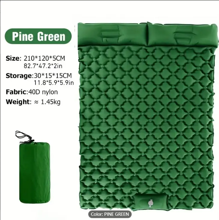 Luxurious Double Inflatable Mattress: Pillow, Pump & Pillow Included - Perfect For Camping, Travel & Backpacking!