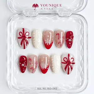Younique Nails New Year & Christmas Collection | Winter Holiday Press-On Nails | 100% Handmade, Long-Lasting, Reusable 10PCS Salon-Quality Set