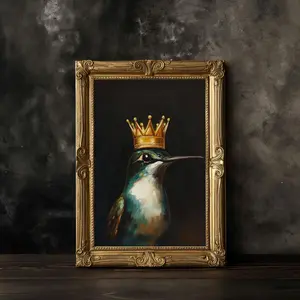 Emerald Green Hummingbird Print, Sage Green Wall Art, Hummingbird Gift, Dark Academia Print, Dark Moody Prints, Bird Lover Gift, Unframed | 5 Sizes (8x12–27x40 inch)