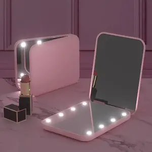 Portable LED Light Makeup Mirror, 1 Box 1x/3x Magnifying LED Mirror, Compact Travel Pocket Mirror for Women & Girls, Wallet Size, Lighted Makeup Mirror