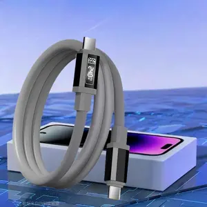 240W PD Fast Charging Cable with  Power Monitor, Type-C to Type-C,  Tough  color Charger Wire