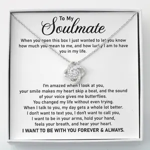 To My Soulmate, Sentimental Gifts For Wife, Meaningful Gift Cards For Girlfriend, Romantic Birthday Gift For Partner, Valentines Day Gifts, Necklace With Message Card and Box, Gift for Birthday
