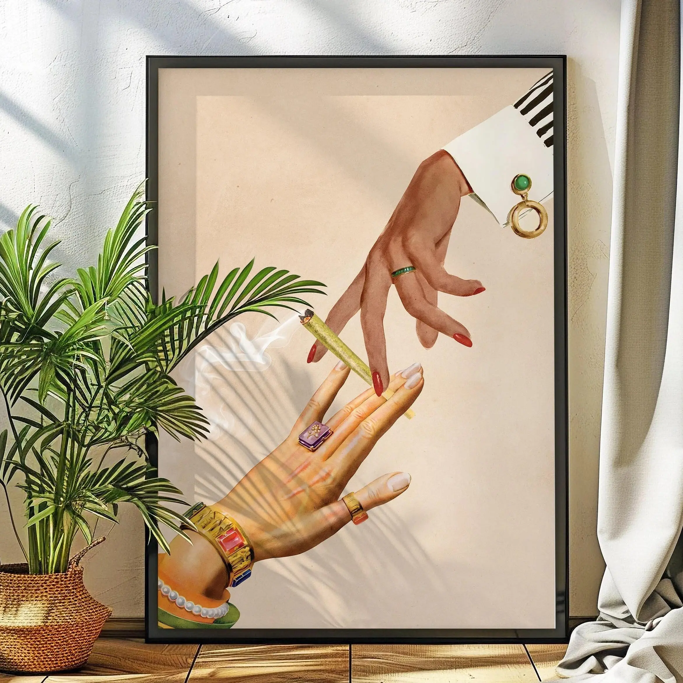Deep Talks Surreal Collage Wall Art – Trippy Psychedelic Poster for Retro Room Decor