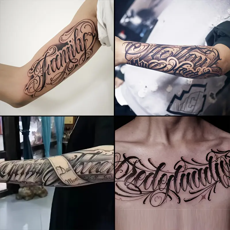 4 Large Plant Fake Temporary Tattoo Stickers - 4 Flower-Shaped & Other Styles, Waterproof, Friction-Resistant, 7-15 Days Long-Lasting, Realistic Effect, Ideal for Pain-Averse Non-Tattoo Seekers, Fake Tattoo
