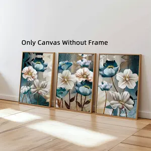 3Pcs/Set Optinal Frame Modern Lotus Flower Canvas Posters Unframed Art Print, Floral Botanical Wall Art, Room Decor, Decorative Artwork, Artwork For Gift, Home Decoration