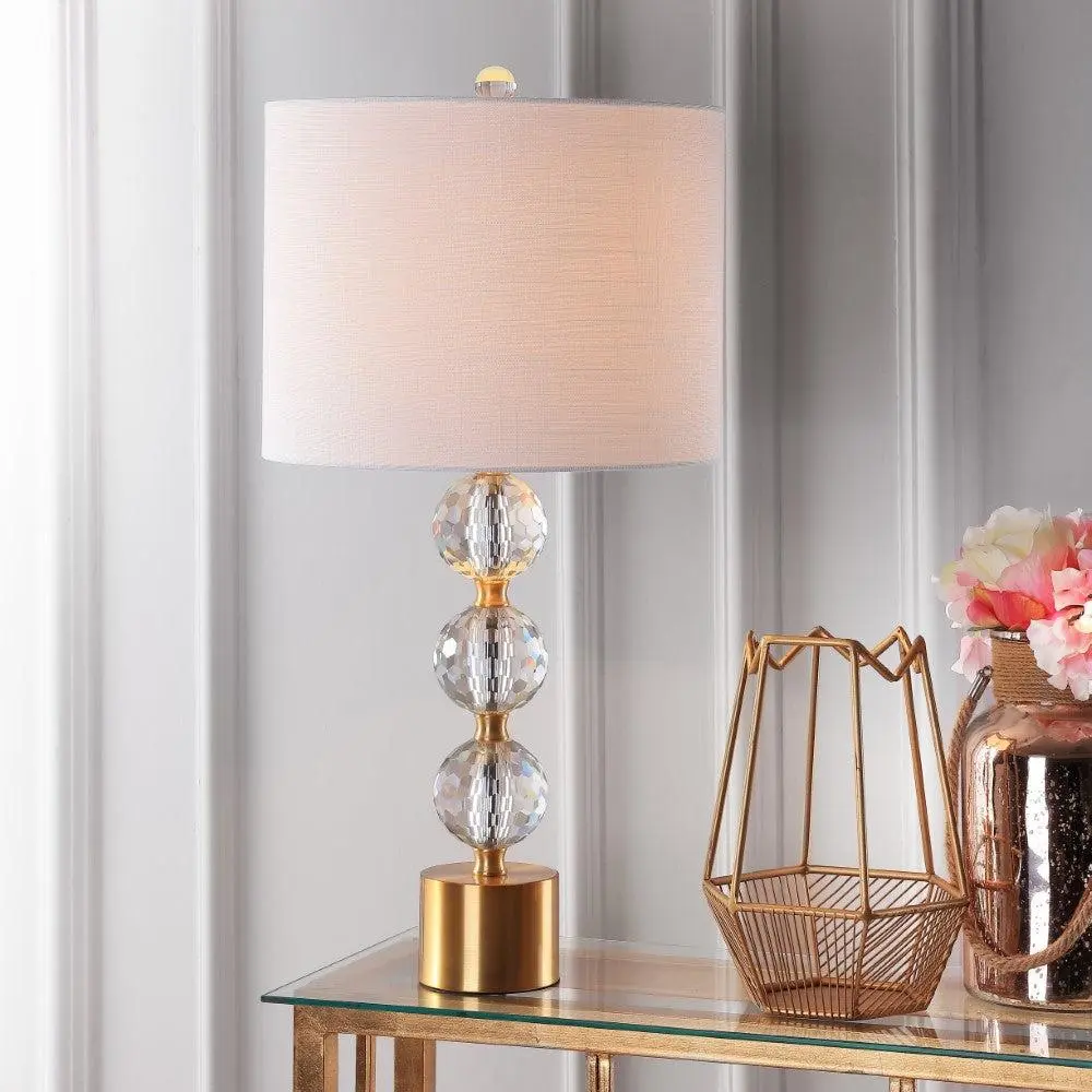 JONATHAN Y Ashley Crystal LED Table Lamp - Eco-Friendly Indoor Table Lamp with Cotton Fabric, 60" Silk Cord, AC Power Supply for Bedroom, Living Room